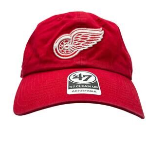 Detroit Red Wings Hat Mens OS Red Adjustable 47‎ Brand Baseball Cap NHL Hockey